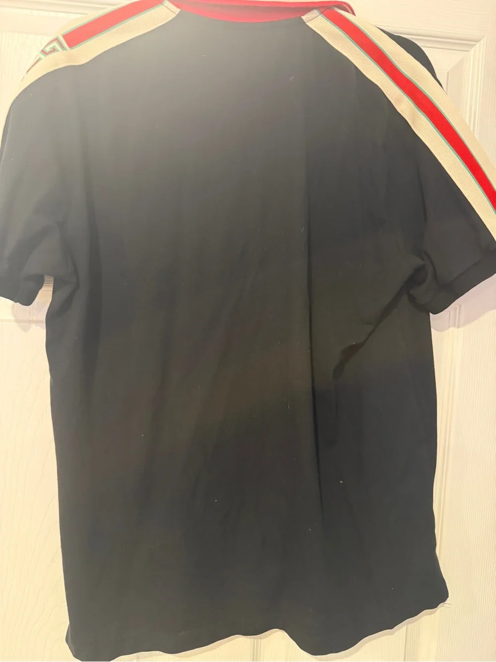 Gucci Black Polo with Beige Contrast Collar and Red Trim